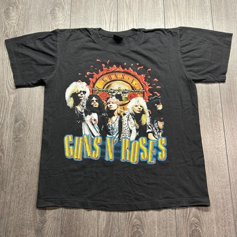 Vintage Guns N Roses Band Large T-Shirt Black Graphic Tee REDO Rock of T-Shirts